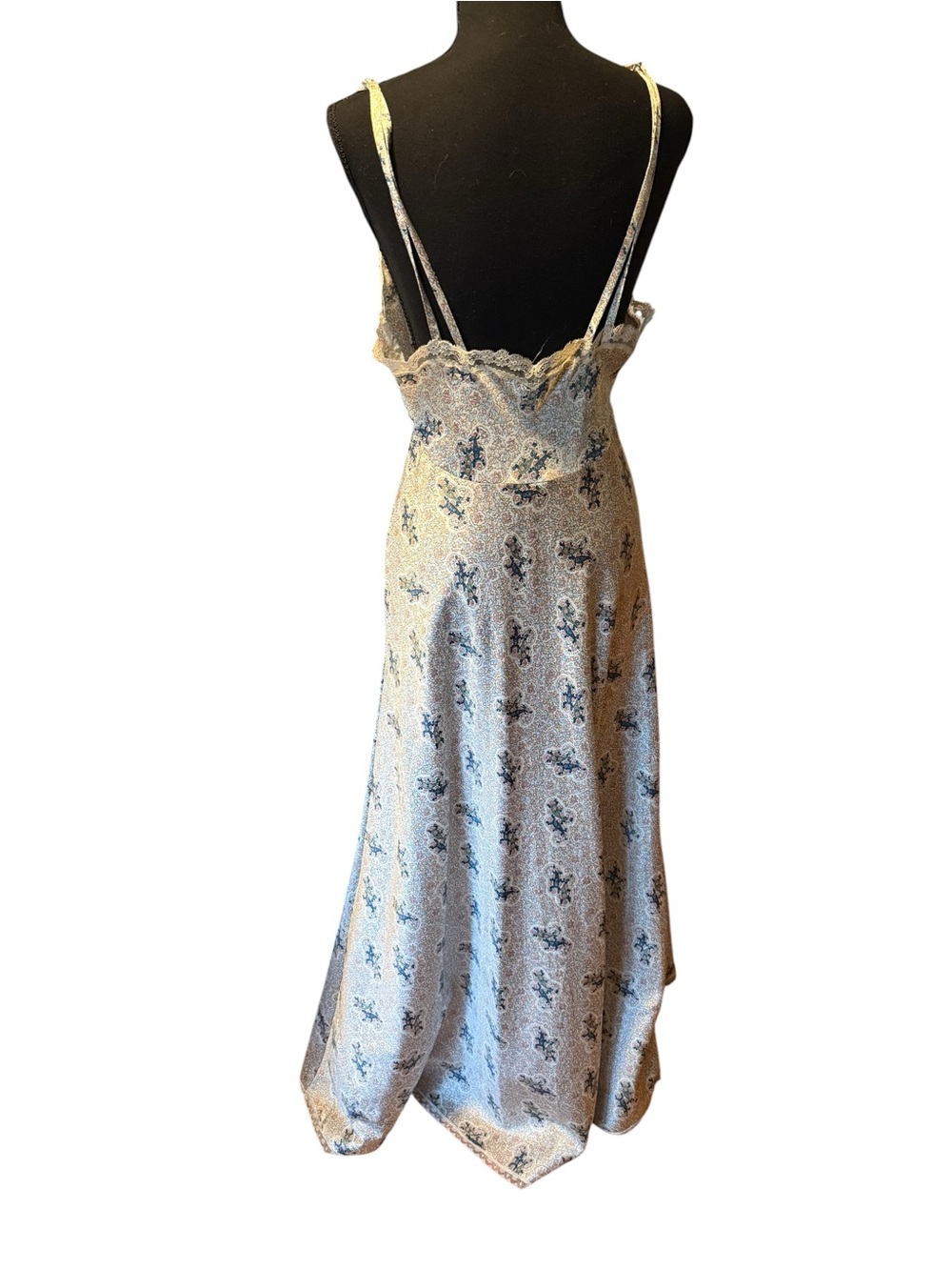 Vtg Christian Dior M lace trimmed slip dress Nightie Cream satin Maxi Coquette - Picture 4 of 10